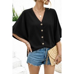 Kadın Kısa Yarasa Kollu V Yakalı önden Düğmeli Aerobin Bluz, 32550 Kadın Kısa Yarasa Kollu V Yakalı önden Düğmeli Aerobin Bluz, 32550
