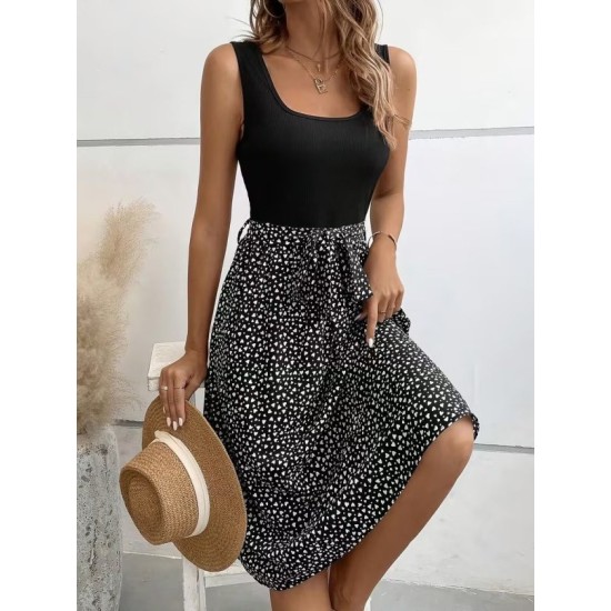 Kadın Askılı Yuvarlak Yakalı üst Viskon Alt Süprem Kısa Elbise , 32543