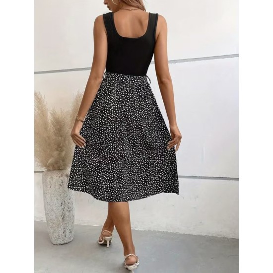 Kadın Askılı Yuvarlak Yakalı üst Viskon Alt Süprem Kısa Elbise , 32543