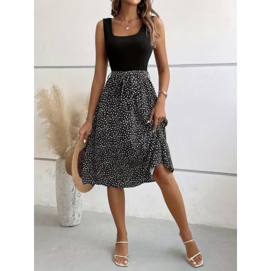 Kadın Askılı Yuvarlak Yakalı üst Viskon Alt Süprem Kısa Elbise , 32543