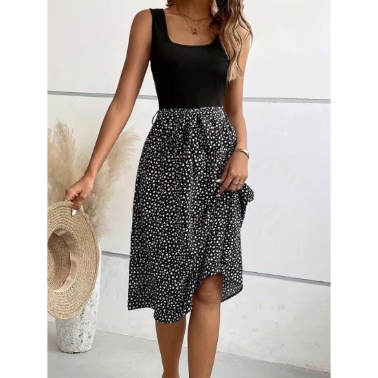 Kadın Askılı Yuvarlak Yakalı üst Viskon Alt Süprem Kısa Elbise , 32543