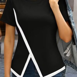 Kadın Kısa Kollu Bisiklet Yaka Viskon Bluz , 32558