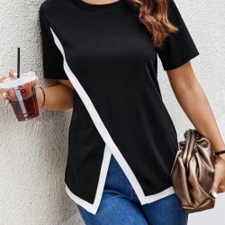 Kadın Kısa Kollu Bisiklet Yaka Viskon Bluz , 32558 Kadın Kısa Kollu Bisiklet Yaka Viskon Bluz , 32558