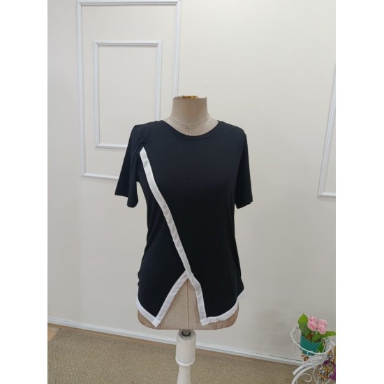 Kadın Kısa Kollu Bisiklet Yaka Viskon Bluz , 32558