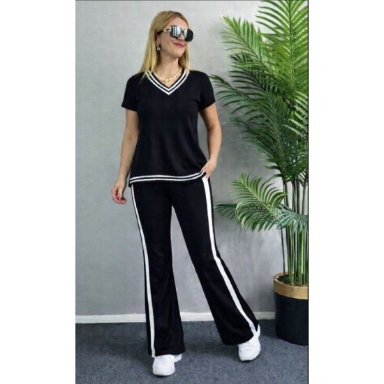 Kadın Kısa Kollu V Yakalı Viskon Iki Iplik Bluz Ve Pantolon Ikili Takım , 32557 Kadın Kısa Kollu V Yakalı Viskon Iki Iplik Bluz Ve Pantolon Ikili Takım , 32557