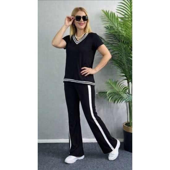 Kadın Kısa Kollu V Yakalı Viskon Iki Iplik Bluz Ve Pantolon Ikili Takım , 32557 Kadın Kısa Kollu V Yakalı Viskon Iki Iplik Bluz Ve Pantolon Ikili Takım , 32557