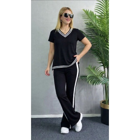 Kadın Kısa Kollu V Yakalı Viskon Iki Iplik Bluz Ve Pantolon Ikili Takım , 32557 Kadın Kısa Kollu V Yakalı Viskon Iki Iplik Bluz Ve Pantolon Ikili Takım , 32557