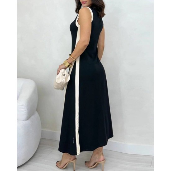 Kadın Askılı V Yakalı çift Renk şeritli önden Yırtmaçlı Uzun Viskon Elbise , 32556 Kadın Askılı V Yakalı çift Renk şeritli önden Yırtmaçlı Uzun Viskon Elbise , 32556