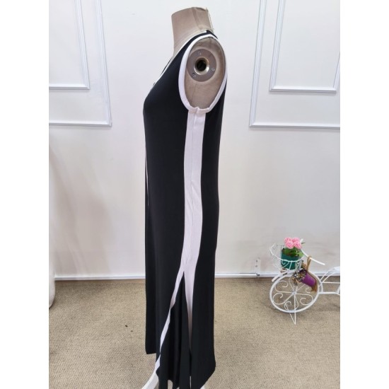 Kadın Askılı V Yakalı çift Renk şeritli önden Yırtmaçlı Uzun Viskon Elbise , 32556 Kadın Askılı V Yakalı çift Renk şeritli önden Yırtmaçlı Uzun Viskon Elbise , 32556