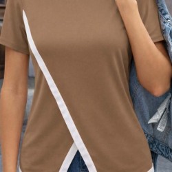 Kadın Kısa Kollu Bisiklet Yaka Viskon Bluz , 32561