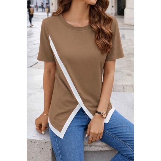 Kadın Kısa Kollu Bisiklet Yaka Viskon Bluz , 32561