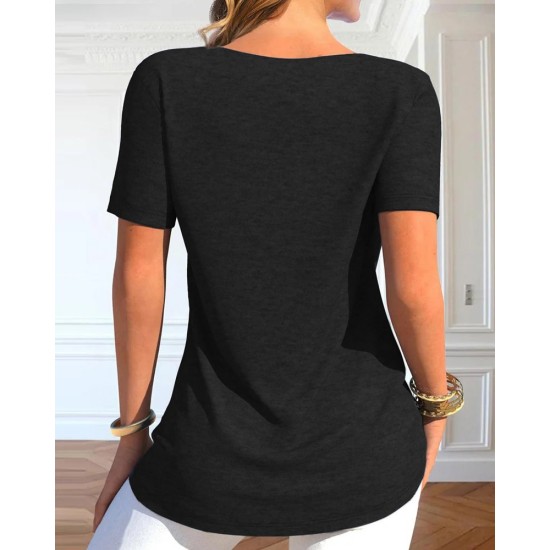 Kadın Kısa Kollu Degaje Yaka Düğme Detay Viskon Bluz, 32567 Kadın Kısa Kollu Degaje Yaka Düğme Detay Viskon Bluz, 32567