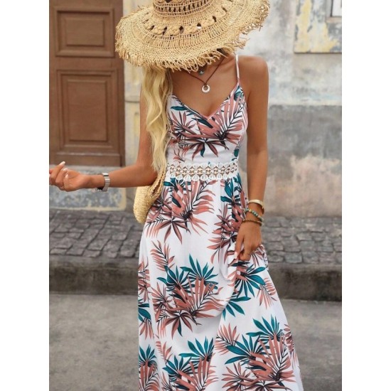 Kadın Ip Askılı V Yakalı Beli Dantelli Uzun Süprem Elbise , 32575