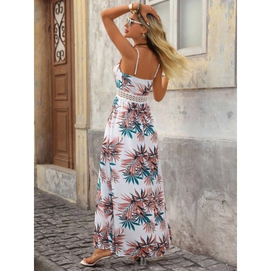 Kadın Ip Askılı V Yakalı Beli Dantelli Uzun Süprem Elbise , 32575