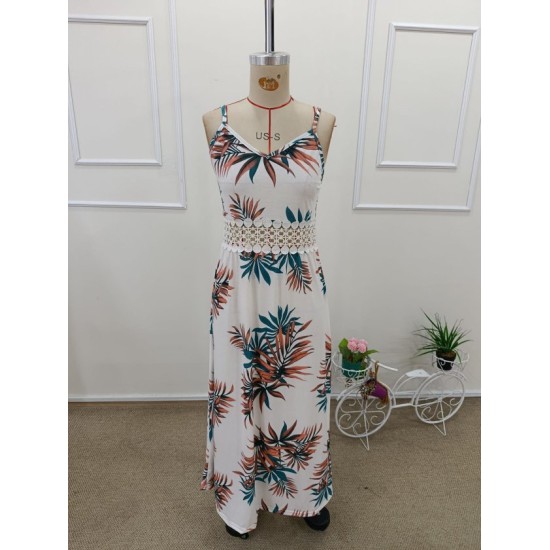 Kadın Ip Askılı V Yakalı Beli Dantelli Uzun Süprem Elbise , 32575