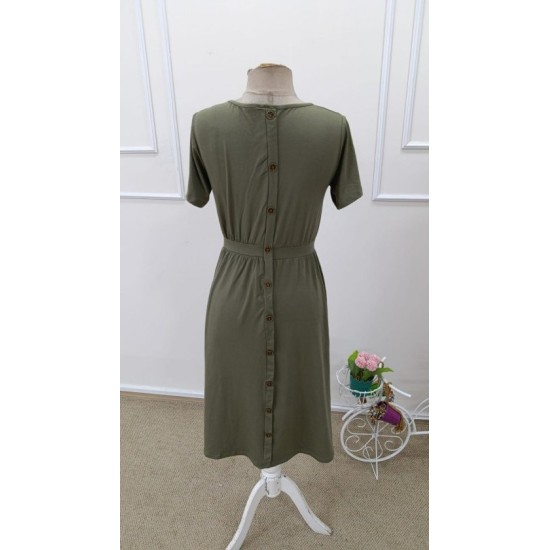 Kadın Kısa Kollu Yuvarlak Yaka Arkadan Düğmeli Viskon Midi Elbise, 32574 Kadın Kısa Kollu Yuvarlak Yaka Arkadan Düğmeli Viskon Midi Elbise, 32574