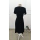 Kadın Kısa Kollu Yuvarlak Yaka Arkadan Düğmeli Viskon Midi Elbise, 32572