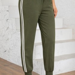 Kadın Yüksek Bel Yanı şerit Detaylı Viskon Iki Iplik Eşofman Altı, 32583