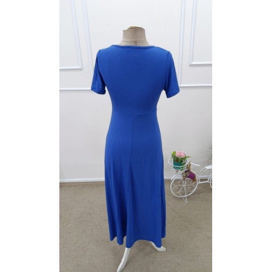 Kadın Kısa Kollu Asimetrik Yakalı Düğme Detaylı Midi Viskon Elbise , 32600