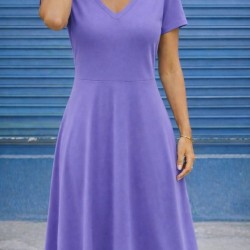 Kadın Kısa Kollu V Yakalı Kiloş Midi Viskon Elbise , 32609 Kadın Kısa Kollu V Yakalı Kiloş Midi Viskon Elbise , 32609