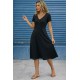 Kadın Kısa Kollu V Yakalı Kiloş Midi Viskon Elbise , 32606