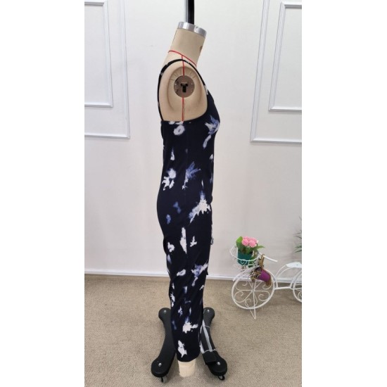 Kadın Ip Askılı Yuvarlak Yakalı Desenli Yandan Büzgülü Midi Süprem Elbise , 32604