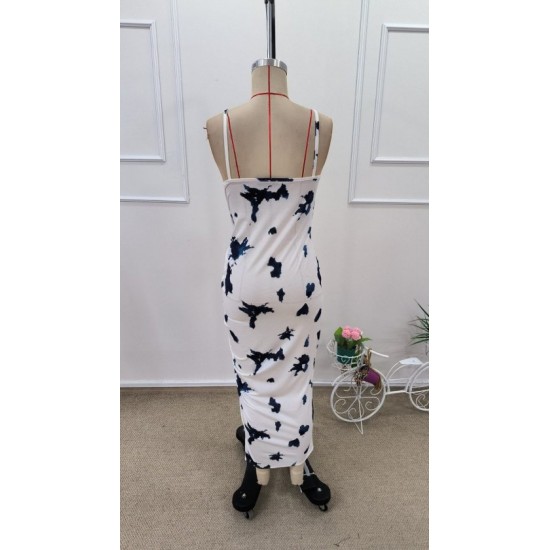 Kadın Ip Askılı Yuvarlak Yakalı Desenli Yandan Büzgülü Midi Süprem Elbise , 32601 Kadın Ip Askılı Yuvarlak Yakalı Desenli Yandan Büzgülü Midi Süprem Elbise , 32601