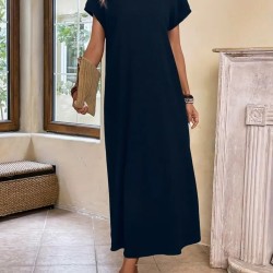 Kadın Uzun Kollu Yakası Açık Viskon Elbise , 32611