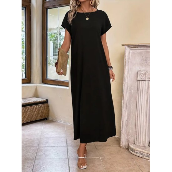 Kadın Uzun Kollu Yakası Açık Viskon Elbise , 32610