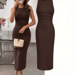 Kadın Askılı Bisiklet Yaka Beli Büzgülü Uzun Bürümcük Elbise , 32617