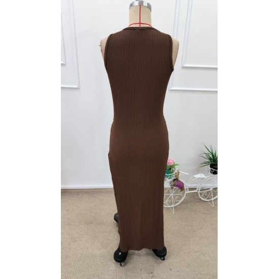 Kadın Askılı Bisiklet Yaka Beli Büzgülü Uzun Bürümcük Elbise , 32617