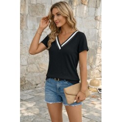 Kadın Kısa Kollu V Yakalı Bürümcük Bluz, 32614