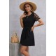 Kadın Kısa Kollu Bisiklet Yaka Kuşaklı Kısa Ithal Krep Elbise , 32613