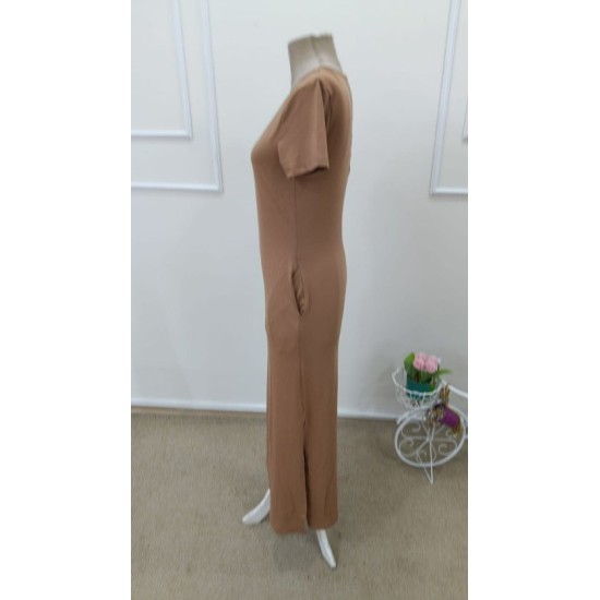 Kadın Kısa Kollu Içi Atlet Görünümlü Yandan Yırtmaçlı Uzun Viskon Elbise , 32643 Kadın Kısa Kollu Içi Atlet Görünümlü Yandan Yırtmaçlı Uzun Viskon Elbise , 32643