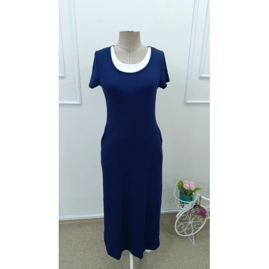 Kadın Kısa Kollu Içi Atlet Görünümlü Yandan Yırtmaçlı Uzun Viskon Elbise , 32642 Kadın Kısa Kollu Içi Atlet Görünümlü Yandan Yırtmaçlı Uzun Viskon Elbise , 32642