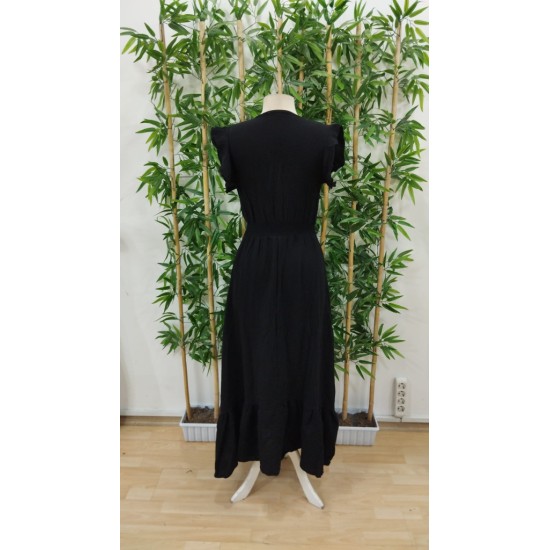 Kadın Kısa Kollu Kruvaze Yakalı Beli Lastikli Müslim Elbise, 32645