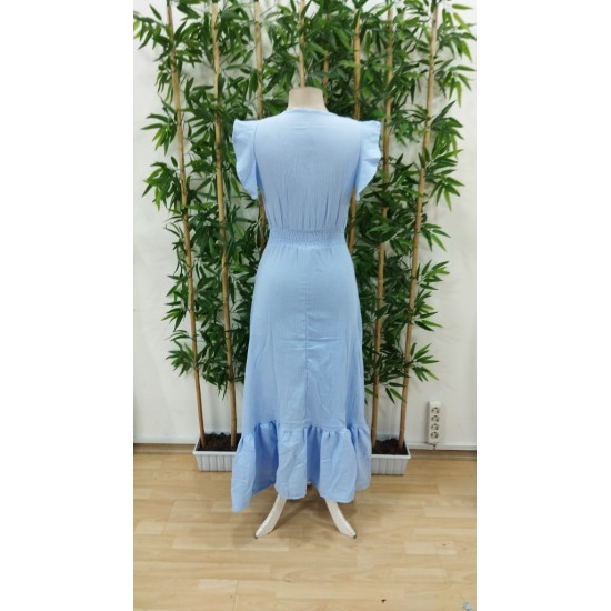 Kadın Kısa Kollu Kruvaze Yakalı Beli Lastikli Müslim Elbise, 32644