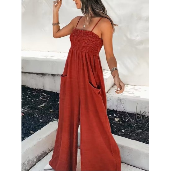 Kadın Ip Askılı Göğsü Lastik Detaylı Cepli Uzun Tulum, 32655 Kadın Ip Askılı Göğsü Lastik Detaylı Cepli Uzun Tulum, 32655