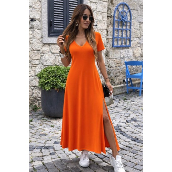 Kadın Kısa Kollu V Yakalı Maksi Boy Viskon Elbise, 32648 Kadın Kısa Kollu V Yakalı Maksi Boy Viskon Elbise, 32648