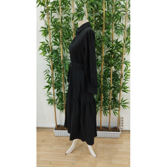 Kadın Uzun Kollu Yakalı önden Düğmeli Beli Metal Kemerli Dokuma Maksi Elbise, 32656 Kadın Uzun Kollu Yakalı önden Düğmeli Beli Metal Kemerli Dokuma Maksi Elbise, 32656