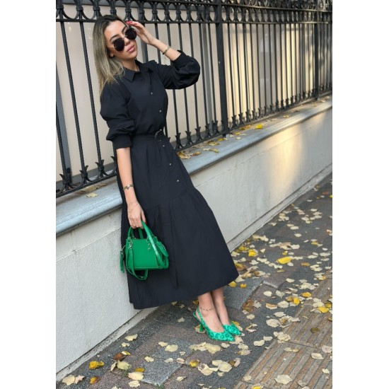 Kadın Uzun Kollu Yakalı önden Düğmeli Beli Metal Kemerli Dokuma Maksi Elbise, 32656 Kadın Uzun Kollu Yakalı önden Düğmeli Beli Metal Kemerli Dokuma Maksi Elbise, 32656