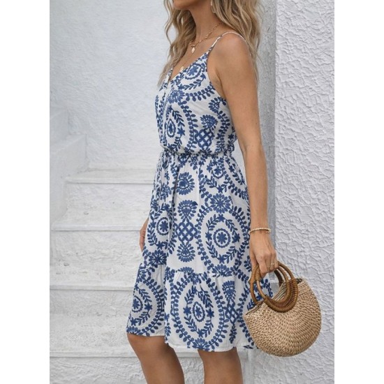 Kadın Ip Askılı V Yakalı Düğmeli Desenli Kısa Süprem Elbise , 32661 Kadın Ip Askılı V Yakalı Düğmeli Desenli Kısa Süprem Elbise , 32661