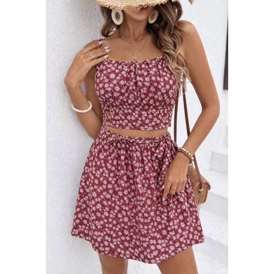 Kadın Ip Askılı Desenli Süprem Kısa Krop Bluz Ve Kiloş Etek Ikili Takım , 32662 Kadın Ip Askılı Desenli Süprem Kısa Krop Bluz Ve Kiloş Etek Ikili Takım , 32662