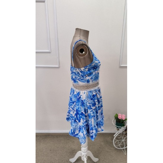 Kadın Ip Askılı V Yakalı Kısa Desenli Süprem Elbise , 32671