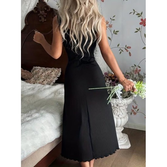 Kadın Askılı Dantel Yakalı Uzun Kalın Fitilli Kaşkorse Gecelik, 32668