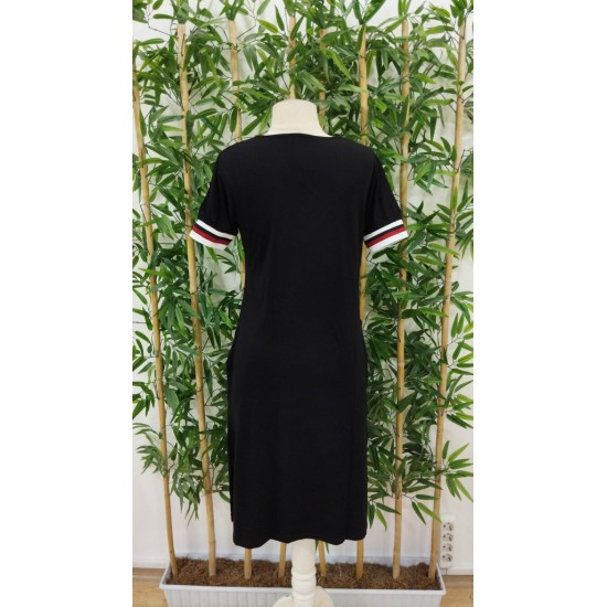 Kadın Kısa Kollu V Yaka Ribana Detay Midiboy Viskon Elbise, 32674