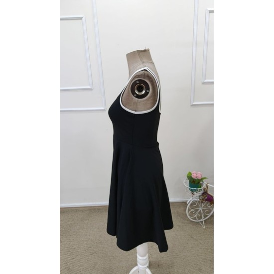 Kadın Askılı Kalp Yakalı şerit Detaylı Dalgıç Kısa Elbise , 32678