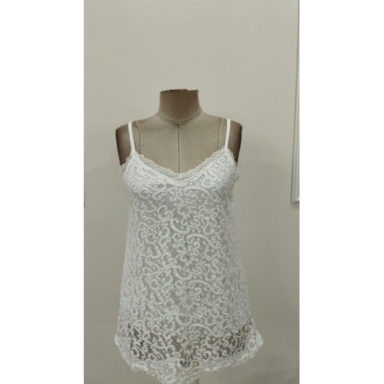 Kadın Ip Askılı V Dantel Yakalı Dantel Bluz, 32693