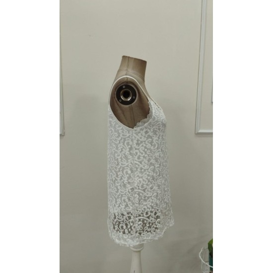 Kadın Ip Askılı V Dantel Yakalı Dantel Bluz, 32693