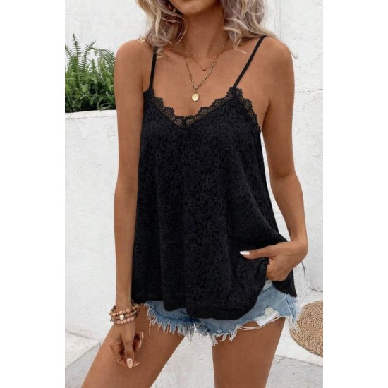 Kadın Ip Askılı V Dantel Yakalı Dantel Bluz, 32691